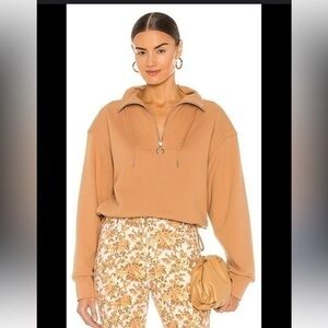 Jonathan Simkhai Zella Half Zip Cropped Sweatshirt